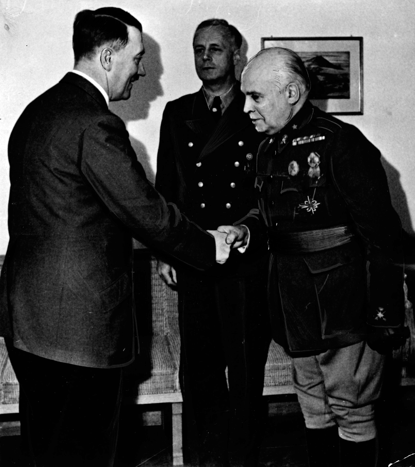 Adolf Hitler bids farewell to Spanish ambassador Eugenio Espinosa de los Monteros y Bermejillo in Wolfsschanze 
